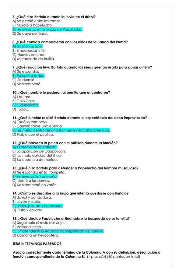 Prueba Lectura - Papelucho en vacaciones