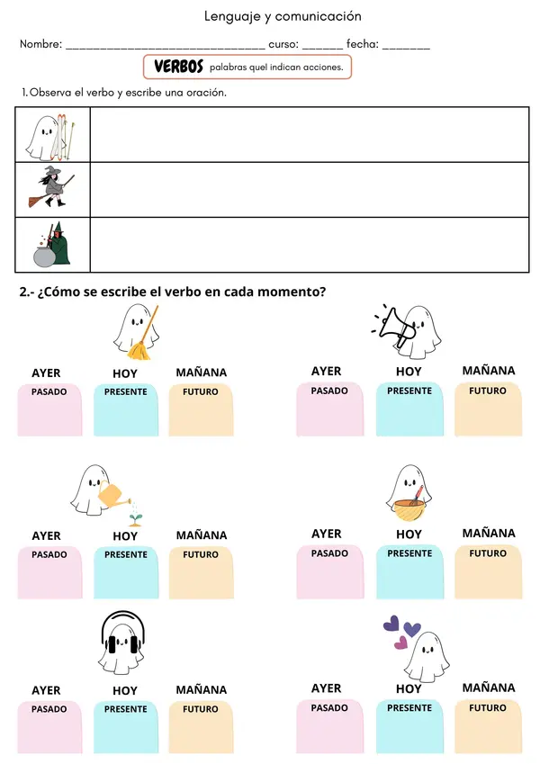 Ficha lista para usar: Halloween - Comprensión, Adjetivos y Verbos