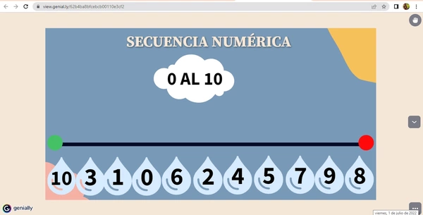 Genially secuencia numérica y número cantidad 0 a 16