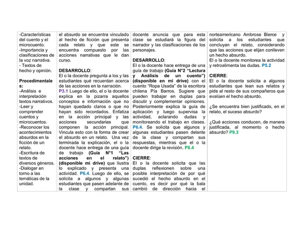 Planificación Clase a Clase: Octubre | Lenguaje y Comunicación 8° Básico