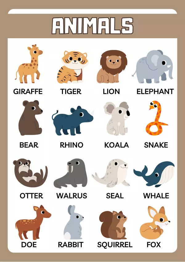 Tarjetas de animales en Inglés