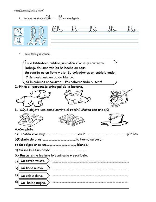Cuadernillo Sílabas trabadas (Grupos consonánticos)