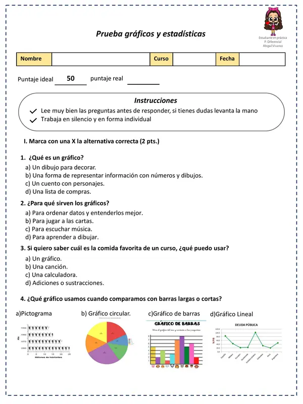 Prueba de Gráficos y Estadísticas – Matemática