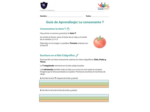 Guía letra T 1°