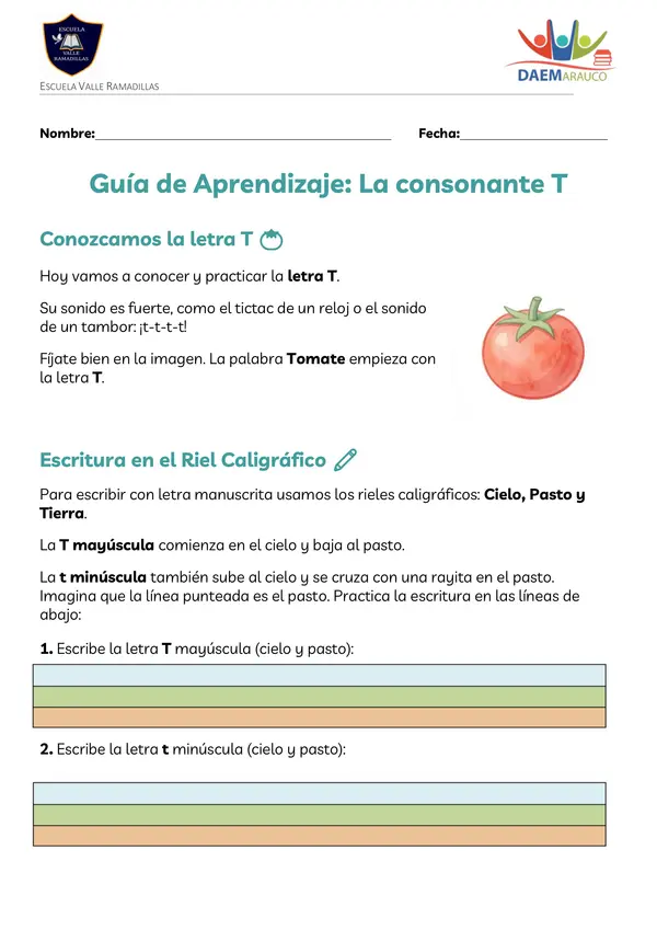 Guía letra T 1°