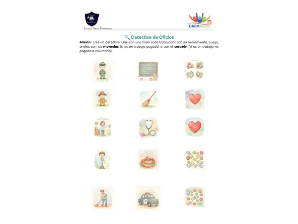 Trabajos remunerados y no remunerados 1° Básico Reforzamiento