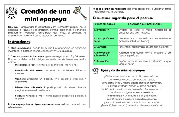 Guía de trabajo - Creación de una mini epopeya