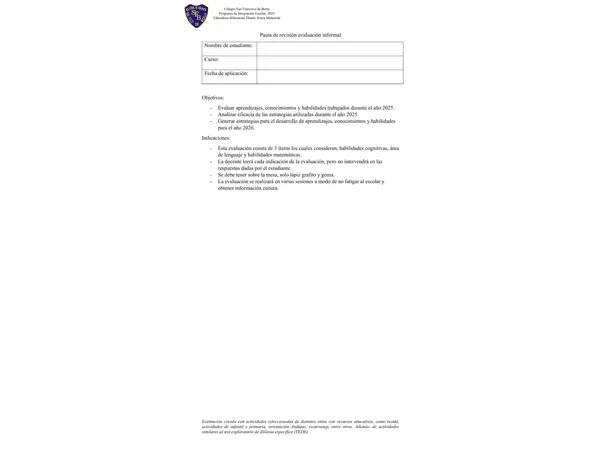 Evaluación psicopedagógica informal