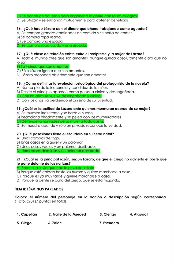 Prueba Lectura - Lazarillo de Tormes