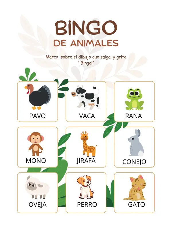 Bingo de animales 