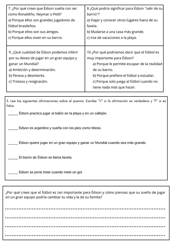 Comprensión lectora, Poemas Ficha 1