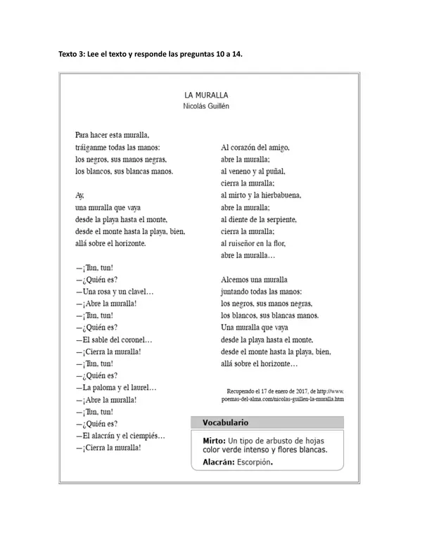 Evaluación de Poemas – 6° Básico