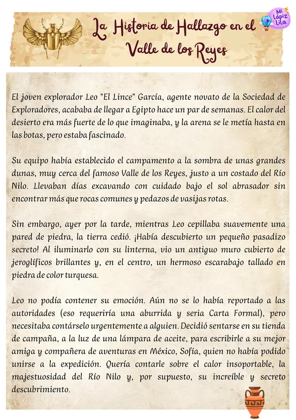 La Carta Formal e Informal "Misión Nilo" 