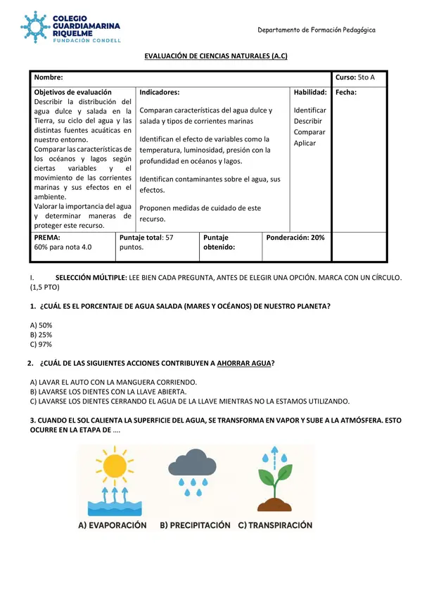 EVALUACIÓN DE CIENCIAS NATURALES (A.C) 