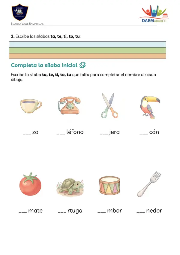 Guía letra T 1°