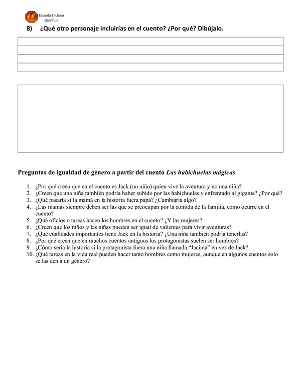 Comprensión de cuentos infantiles, 2° básico. 