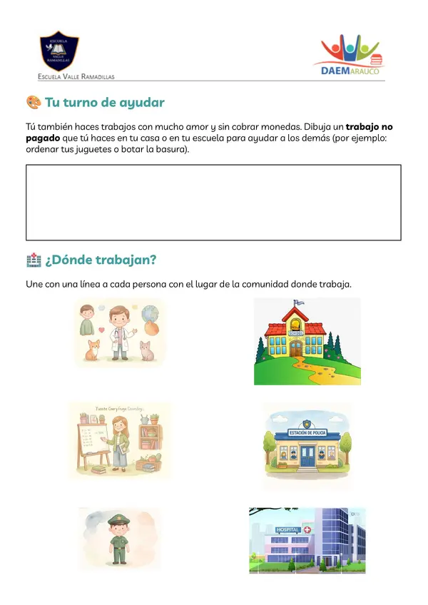 Trabajos remunerados y no remunerados 1° Básico Reforzamiento