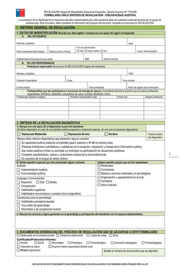 Formulario de Revaluación Discapacidad Auditiva 