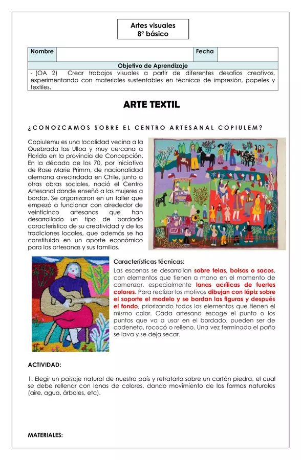 Artes visuales - Arte textil - 8° básico