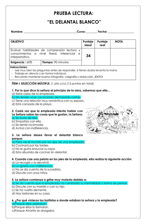Prueba Lectura - El delantal blanco
