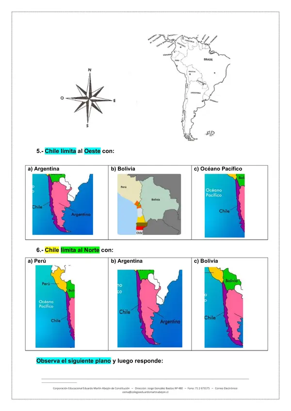 Evaluacion historia - chile y sus caracteristicas
