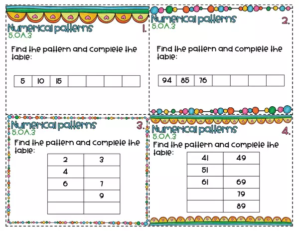 Task Cards Numerical Patterns