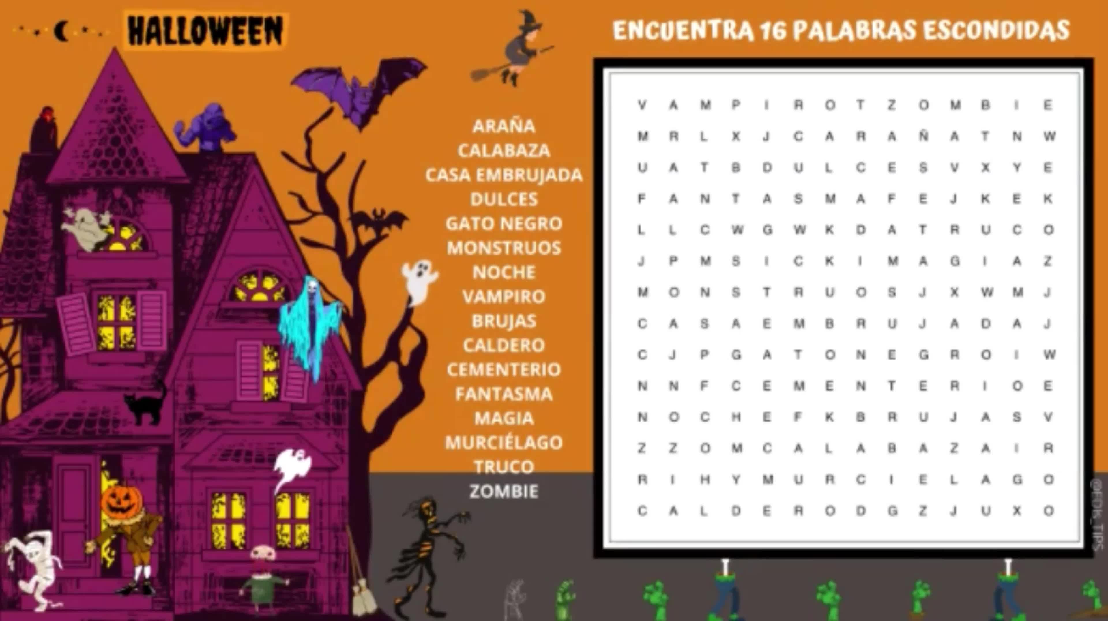7 SOPAS DE LETRAS  - HALLOWEEN INGLÉS / ESPAÑOL