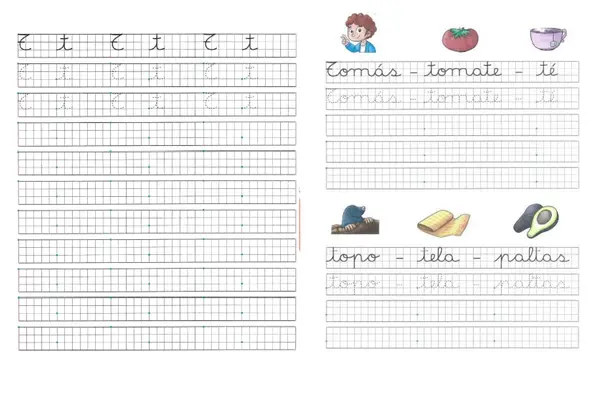 guia de apoyo la lectura y escritura letra t