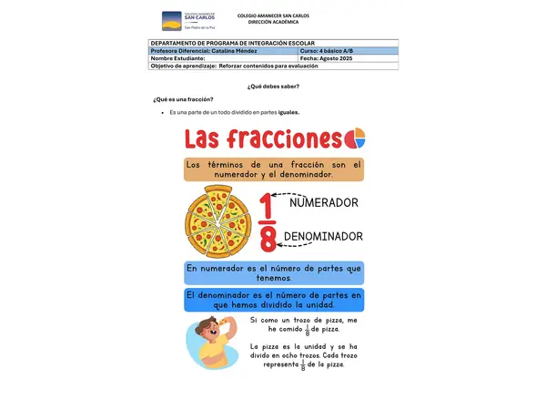 Guía de estudio fracciones