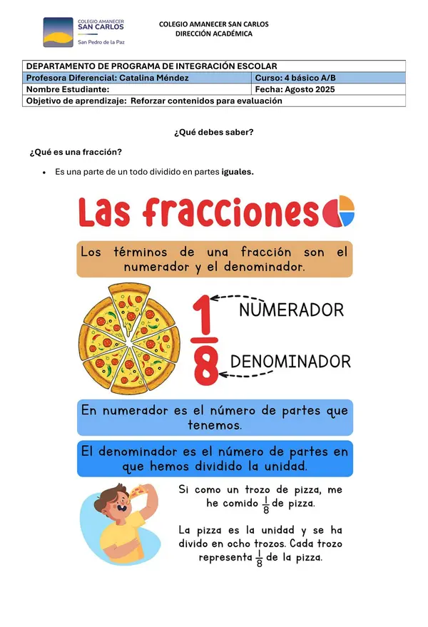 Guía de estudio fracciones