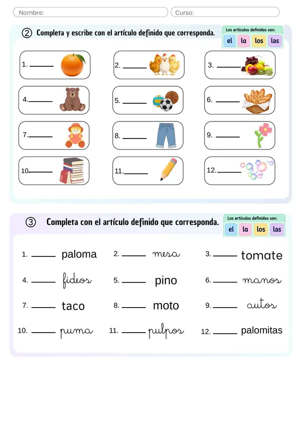 Artículos definidos e indefinidos 