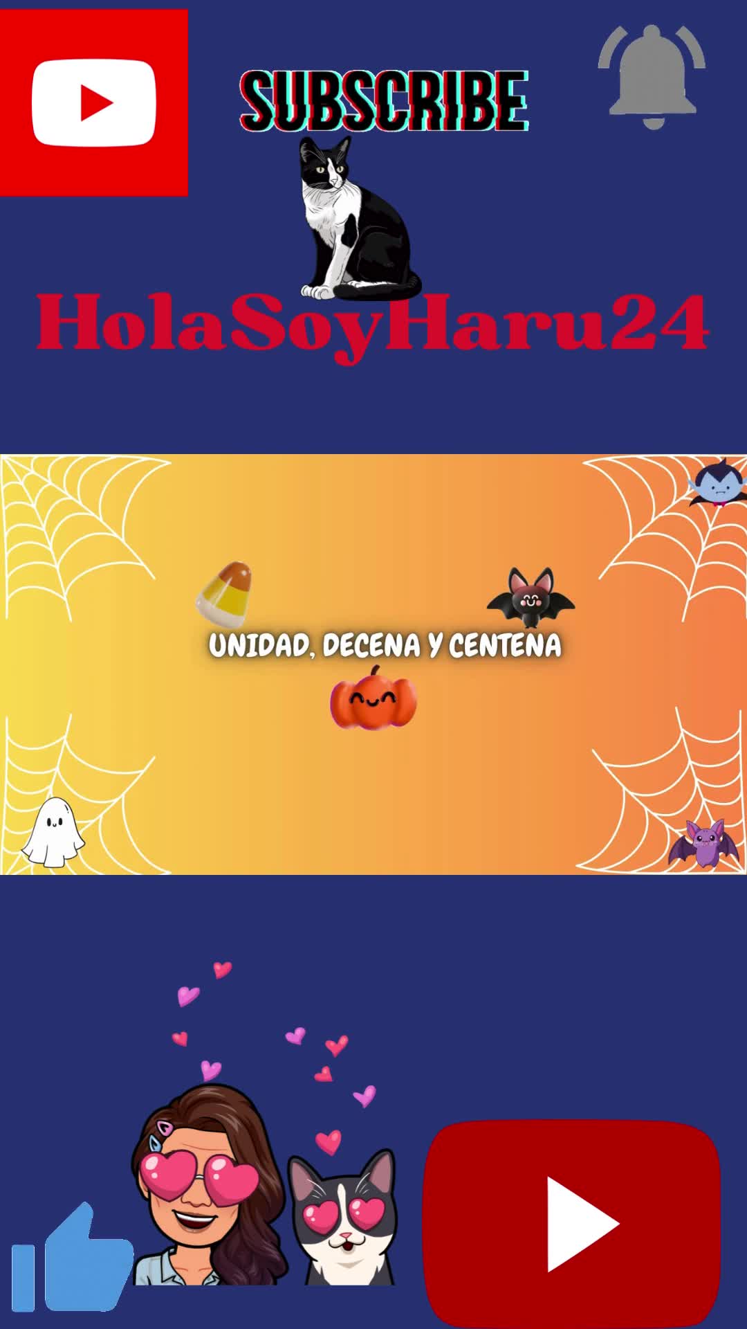 unidad, decena y centena 🎃🦇🍬 #HolaSoyHaru24 Aprende con Haru: #matemáticas #halloween