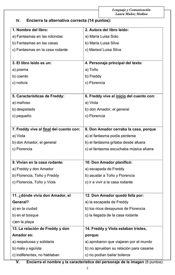 Plan lector Fantasmas en la casa rodante