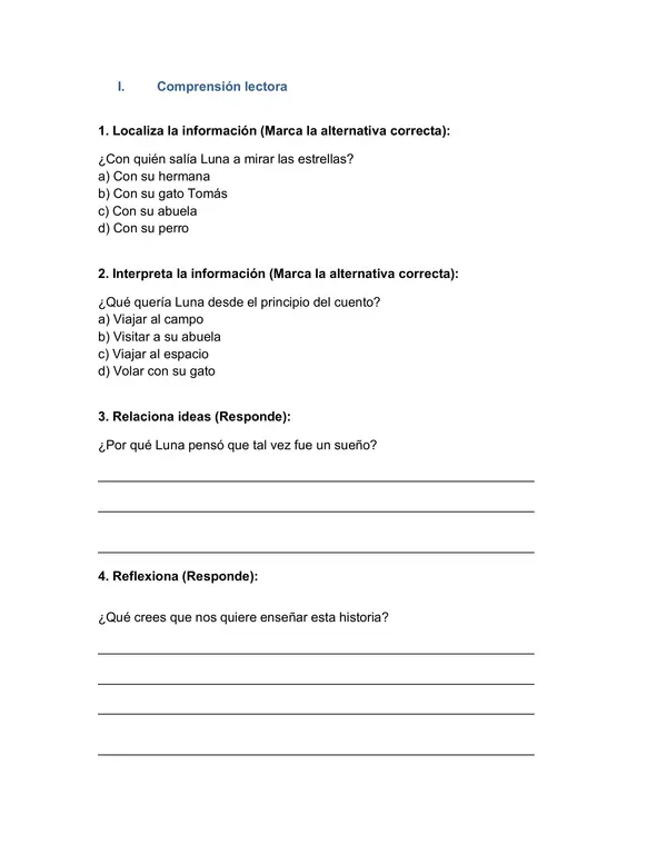 Guía de comprensión lectora 3° -4° básico"