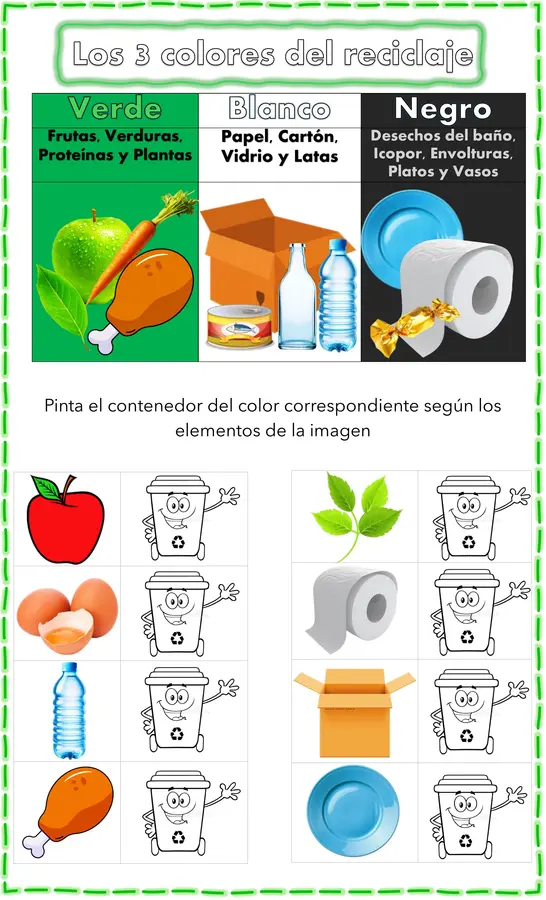 Diviértete aprendiendo los tres contenedores de reciclaje en Word