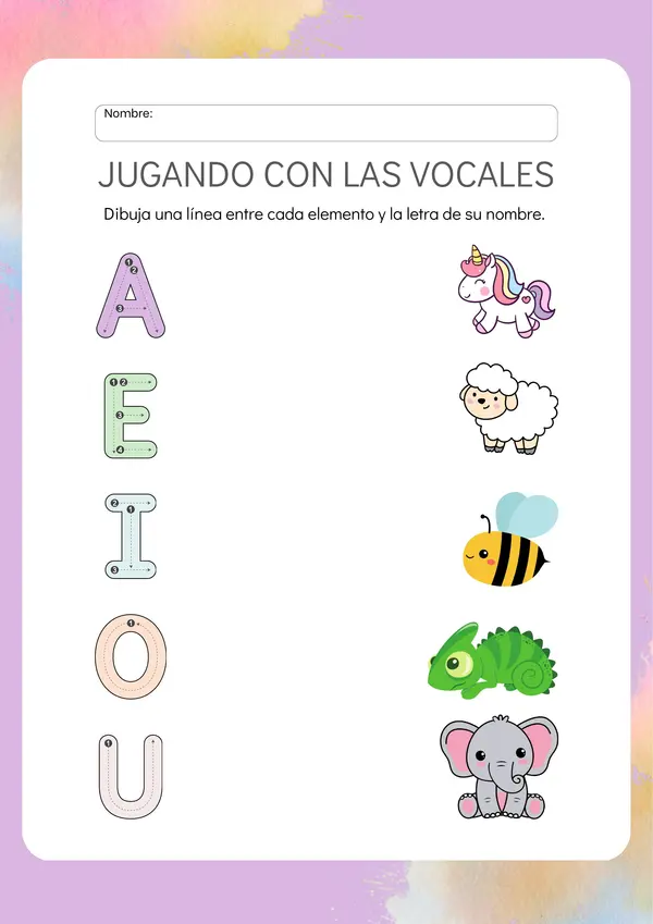 Relaciona, observa y aprende: actividad de vocales