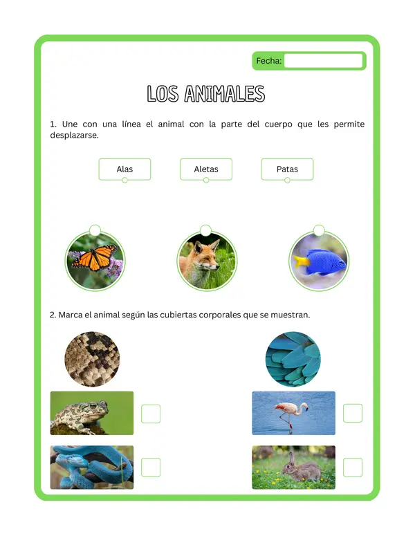 1° básico - Ficha de aprendizaje "Los animales"