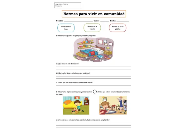 Guía  Normas para vivir en comunidad 2° básico.