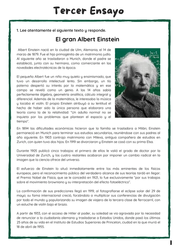 Ensayo SIMCE N°3: ¡De Einstein a Gabriela Mistral!