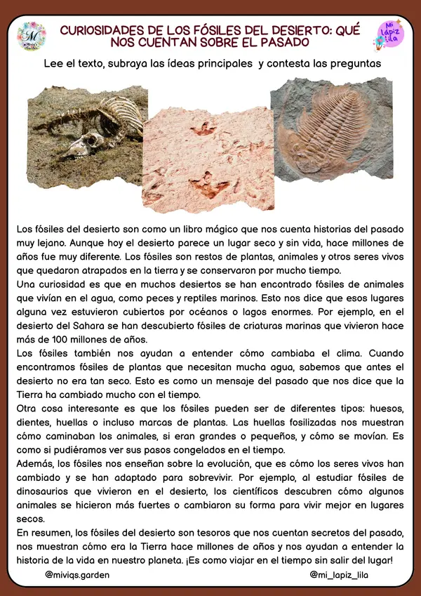 Curiosidades del Desierto (26 Textos Informativos)