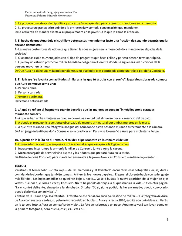 Evaluación libro "Aura"
