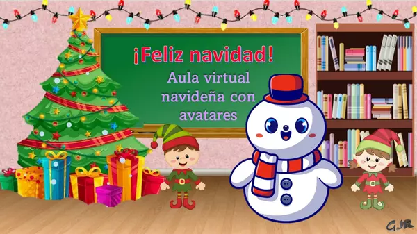 Aula virtual de navidad con avatares 