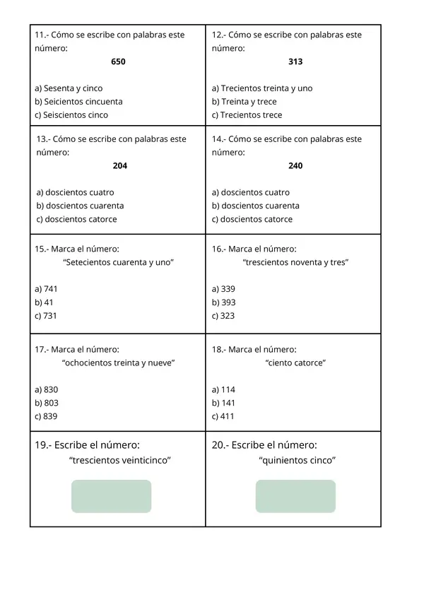Pack de Evaluaciones: Números hasta 1000 - Valor Posicional y Monedas