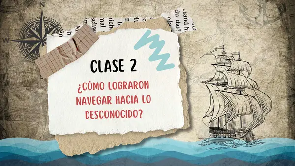 Instrumentos de navegación: carabela, brújula, astrolabio, mapamundi, etc