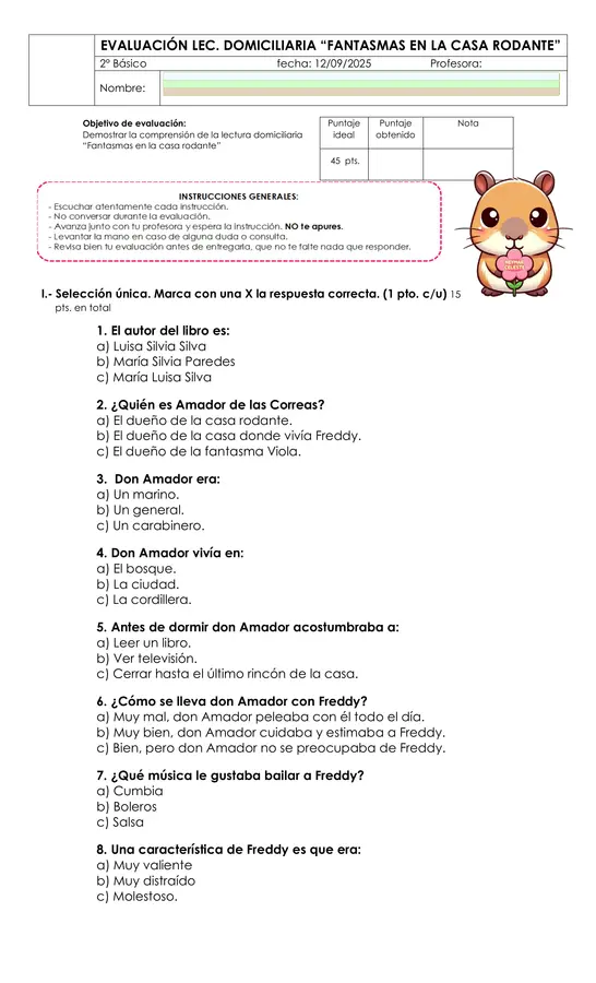 Evaluación: "Fantasmas en la casa rodante"