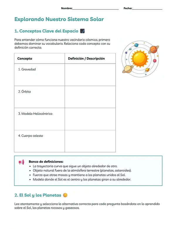 Evaluación del sistema solar