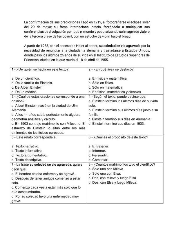 SIMCE- Comprensión lectora 4to (2 fichas)