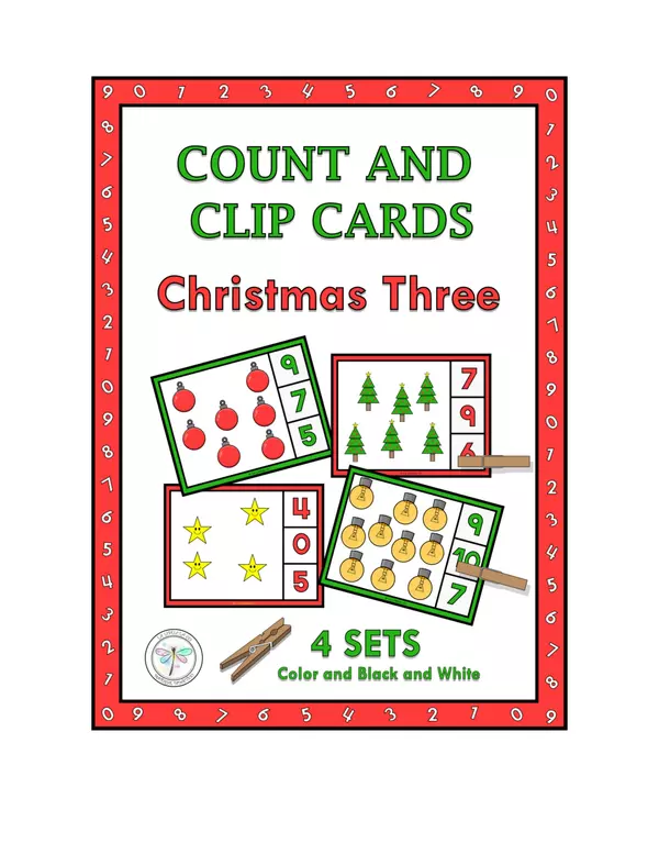 Count and Clip Cards Christmas Tree A contar Arbolito de navidad