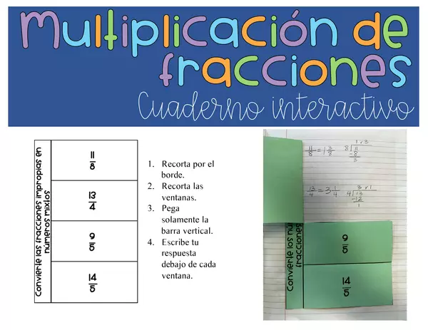 Multiplicación de fracciones cuaderno interactivo