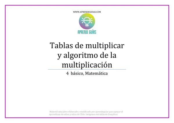 Tablas de multiplicar y algoritmo de la multiplicación